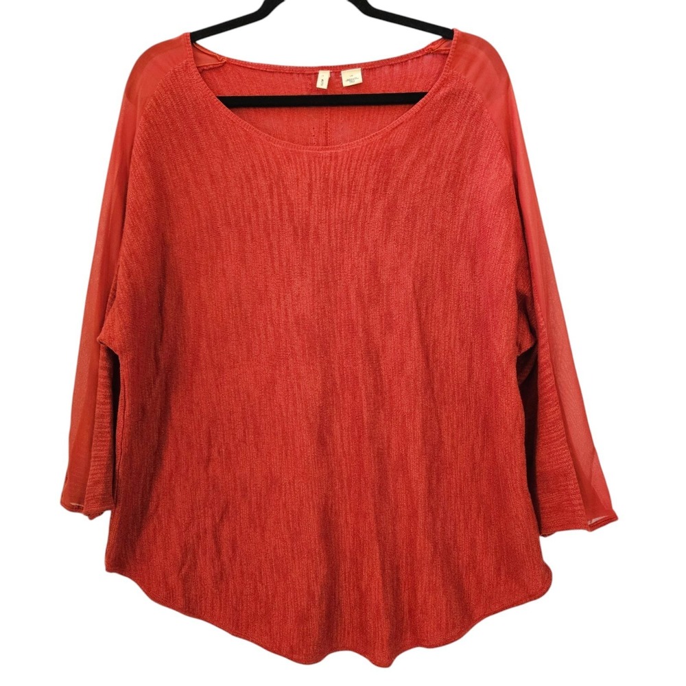 Anthropologie Moth Top Women's L Rust Orange Pullover Stretch Lightweight Office